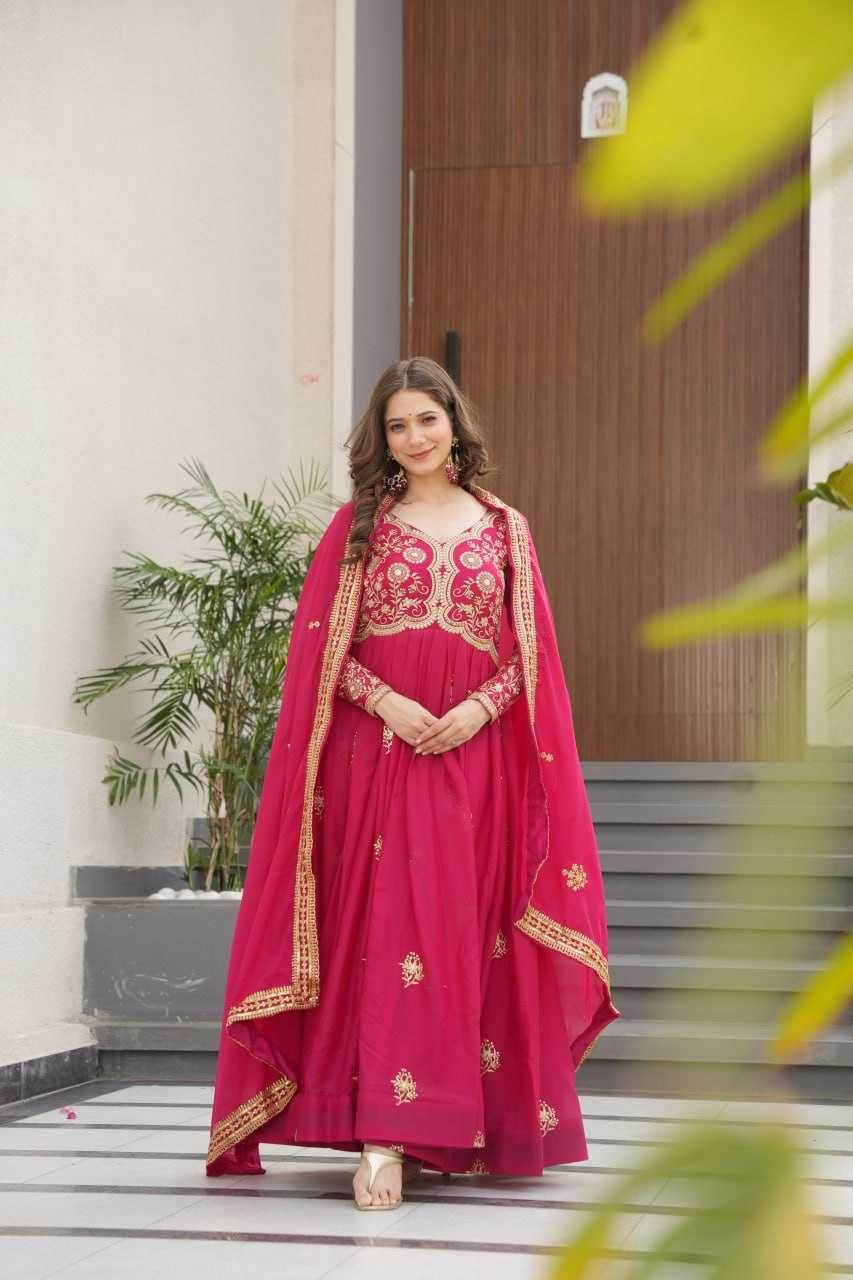 Georgette Designer Gown With Dupatta - MYLUXURY LANE ENTERPRISE